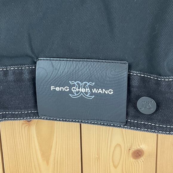 Men's Feng Chen Wang Button-Up Jacket, Light/Dark Black Denim - Size L - Picture 5 of 9